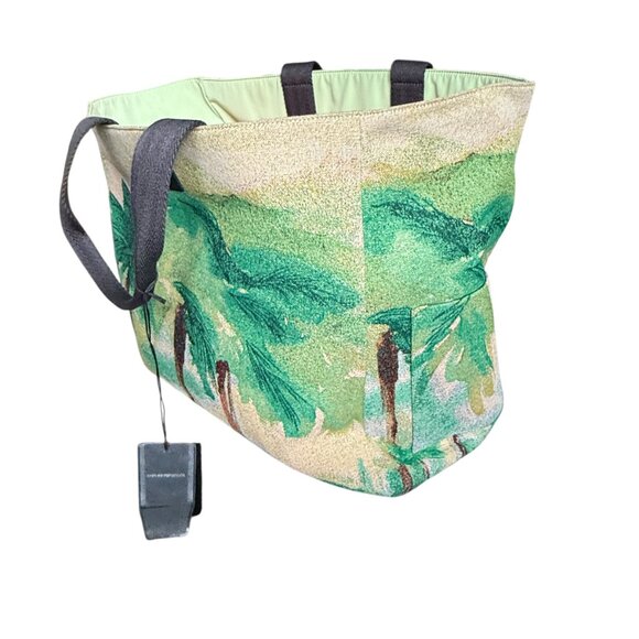 EMPORIO ARMANI Riviera Reversible Nylon Palm Print Shopping Bag - Picture 4 of 16